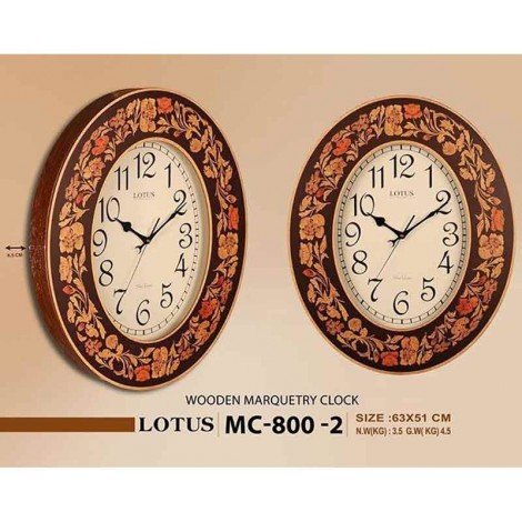 ساعت دیواری چوبی معرق لوتوس مدل 2-800